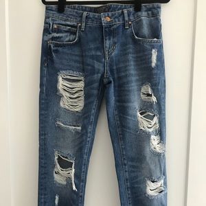 Zara Boyfriend Distressed Jeans Size 6